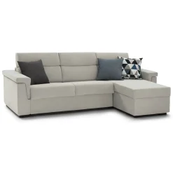 Divano Letto con Penisola Beige Sfoderabile Contenitore 285x160 cm, Idrorepellente Multiposizione Trasformabile in Letto Made in Italy - Ganzaria