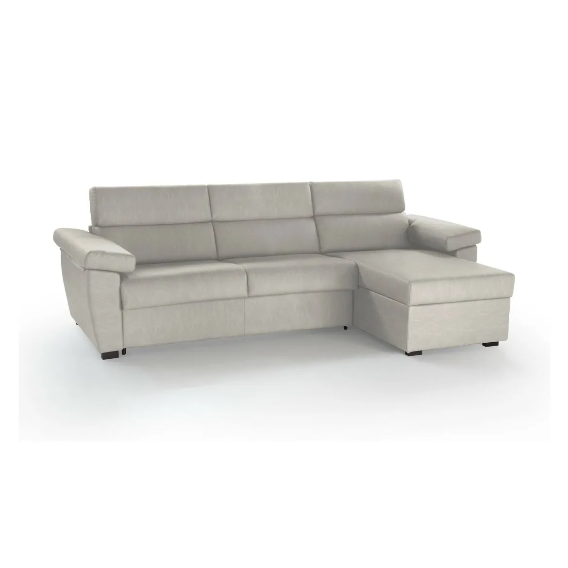 Divano Letto con Penisola Beige Sfoderabile Contenitore 285x160 cm, Idrorepellente Multiposizione Trasformabile in Letto Made in Italy - Tolle