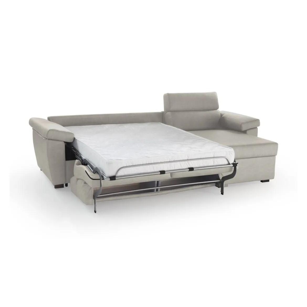Divano Letto con Penisola Beige Sfoderabile Contenitore 285x160 cm, Idrorepellente Multiposizione Trasformabile in Letto Made in Italy - Tolle