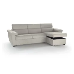 Divano Letto con Penisola Beige Sfoderabile Contenitore 285x160 cm, Idrorepellente Multiposizione Trasformabile in Letto Made in Italy - Tolle