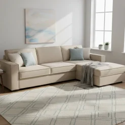 Divano letto con penisola beige 280x95cm - Allevatore