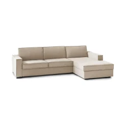 Divano letto con penisola beige 280x95cm - Allevatore