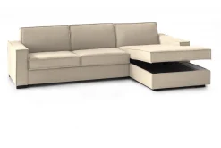 Divano letto con penisola beige 280x95cm - Allevatore