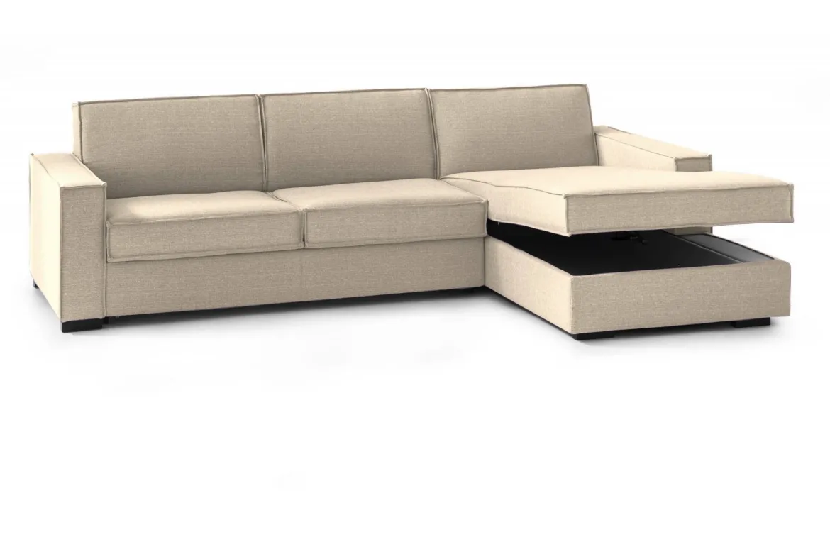 Divano letto con penisola beige 280x95cm - Allevatore