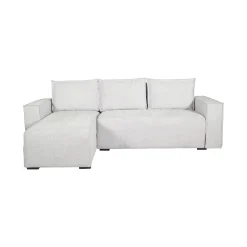 Divano Letto con Penisola Bianco Contenitore 237x169 cm, Lavabile - Naturno