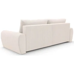 Divano Letto con Penisola Bianco Crema Contenitore Reclinabile 253x153 cm, Reversibile - Paullo