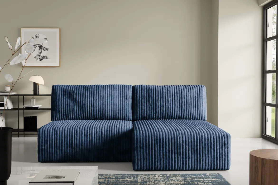 Divano Letto con Penisola blu Contenitore Cuscini Sfoderabili 210x149 cm, Reclinabile - Pergola