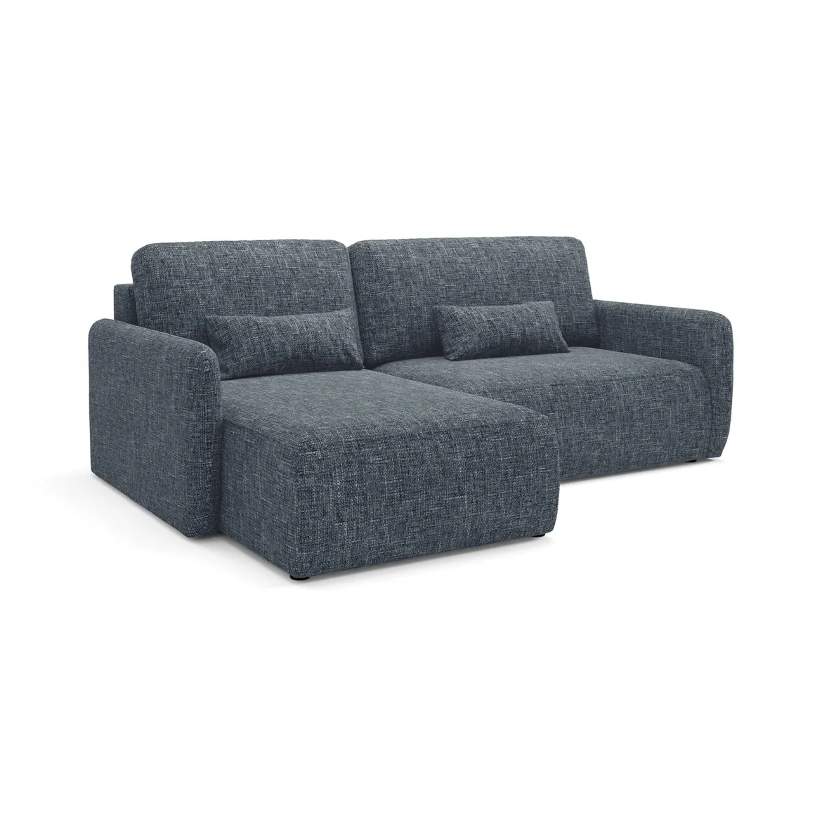 Divano Letto con Penisola blu Contenitore Reclinabile 229x148 cm, Cuscini Sfoderabili - Rezzo