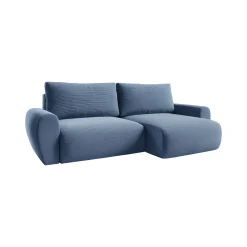 Divano Letto con Penisola blu Contenitore con Piedini 225x151 cm, Reclinabile - Aronix