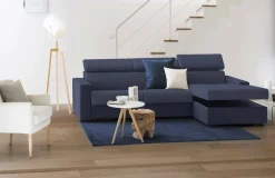Divano letto con penisola blu 280x95cm - Allevatore