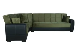 Divano letto con penisola Dgytkja, 305x238h91 cm, Nero e Grigio Scuro