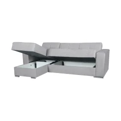 Divano Letto con Penisola Grigio Chiaro Contenitore 236x156 cm, Lavabile - Cesaro