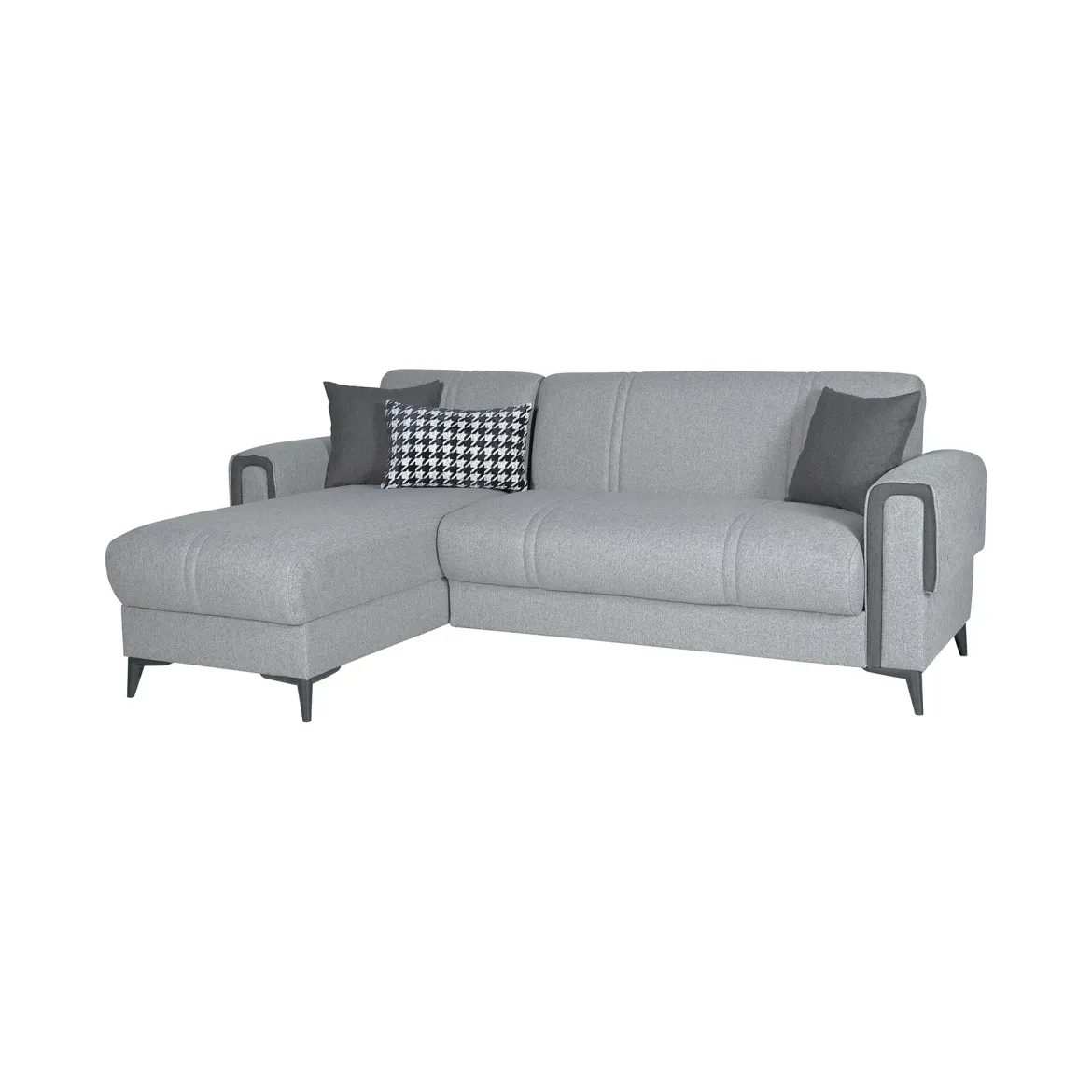 Divano Letto con Penisola Grigio Chiaro Multiposizione Contenitore 280x160 cm, Idrorepellente Sfoderabile Trasformabile in Letto Made in Italy