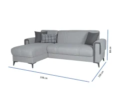 Divano Letto con Penisola Grigio Chiaro Multiposizione Contenitore 280x160 cm, Idrorepellente Sfoderabile Trasformabile in Letto Made in Italy