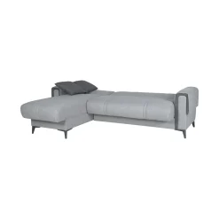 Divano Letto con Penisola Grigio Chiaro Multiposizione Contenitore 280x160 cm, Idrorepellente Sfoderabile Trasformabile in Letto Made in Italy