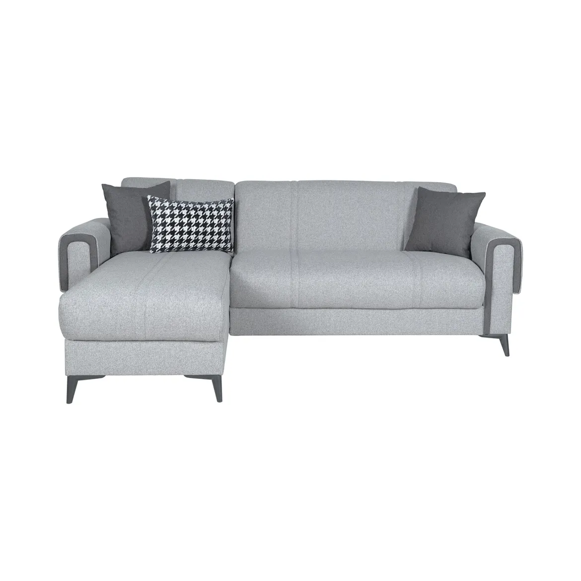 Divano Letto con Penisola Grigio Chiaro Multiposizione Contenitore 280x160 cm, Idrorepellente Sfoderabile Trasformabile in Letto Made in Italy