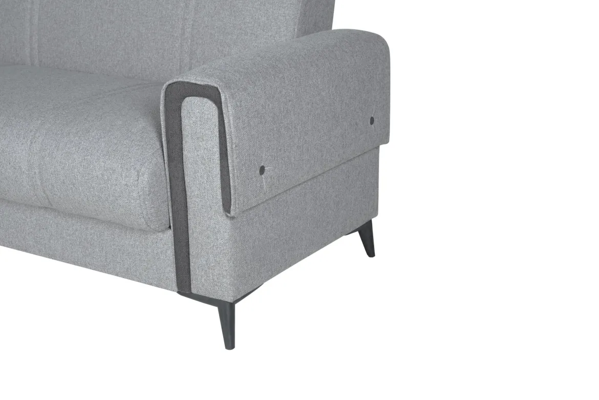 Divano Letto con Penisola Grigio Chiaro Grigio Scuro Contenitore 238x158 cm, Lavabile - Ogna