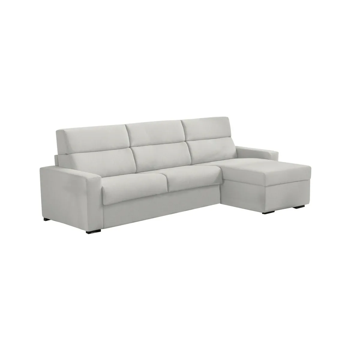 Divano Letto con Penisola Grigio Chiaro Sfoderabile Contenitore 285x160 cm, Idrorepellente Multiposizione Trasformabile in Letto Made in Italy
