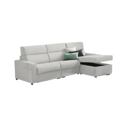 Divano Letto con Penisola Grigio Chiaro Sfoderabile Contenitore 285x160 cm, Idrorepellente Multiposizione Trasformabile in Letto Made in Italy