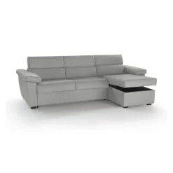 Divano Letto con Penisola Grigio Chiaro Sfoderabile Contenitore 285x160 cm, Idrorepellente Multiposizione Trasformabile in Letto Made in Italy - Tolle