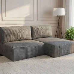 Divano Letto con Penisola Grigio Contenitore Cuscini Sfoderabili 210x149 cm, Reclinabile - Pergola