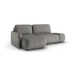 Divano Letto con Penisola Grigio Contenitore Reclinabile 268x163 cm, Cuscini Sfoderabili - Folgarida