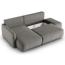 Divano Letto con Penisola Grigio Contenitore Reclinabile 268x163 cm, Cuscini Sfoderabili - Folgarida