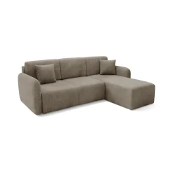 Divano Letto con Penisola Grigio Contenitore Reversibile 253x153 cm, Reclinabile - Paullo