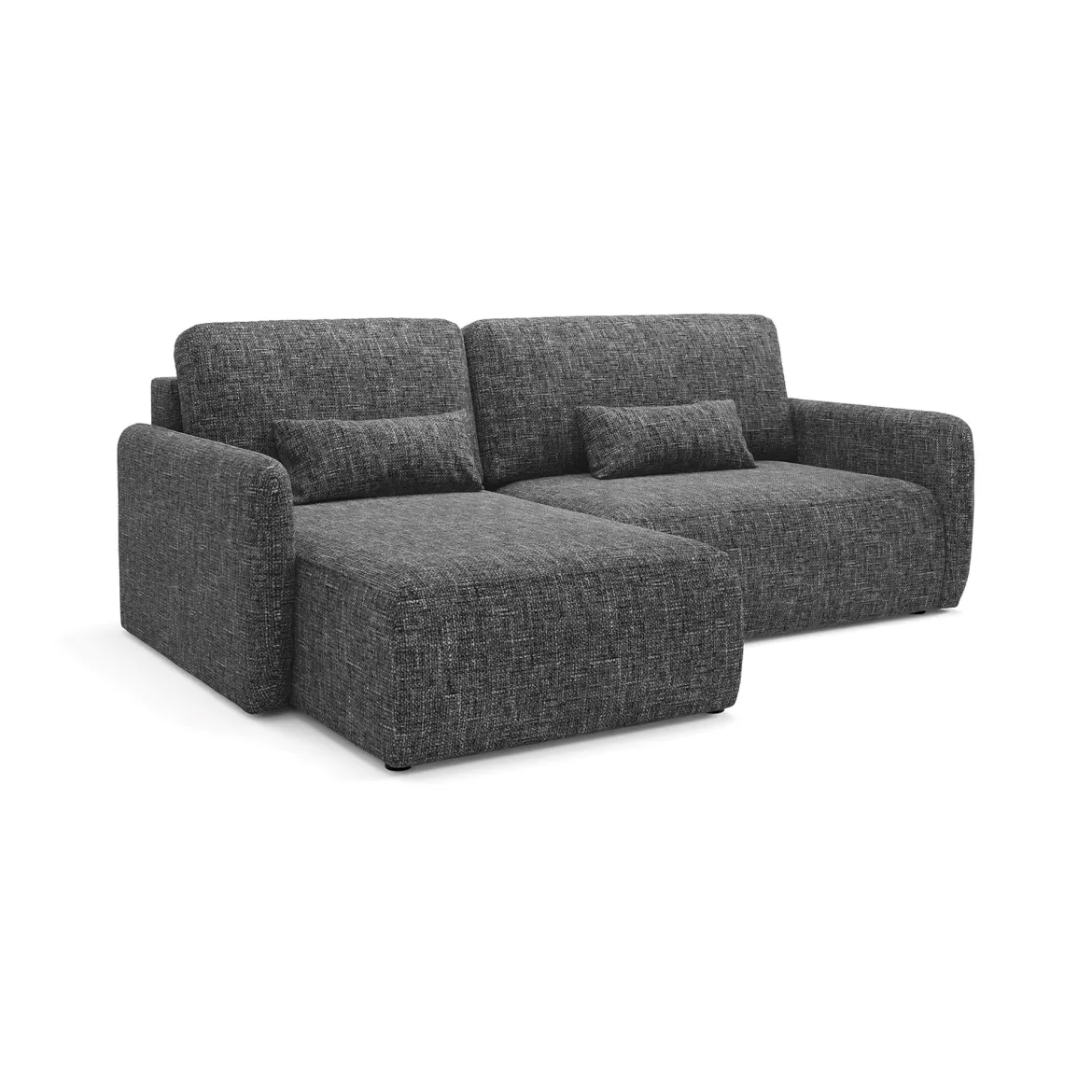 Divano Letto con Penisola Grigio Scuro Contenitore Reclinabile 245x185 cm, Reversibile - Ranco