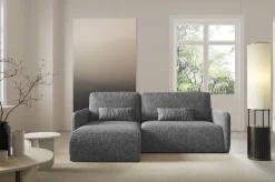 Divano Letto con Penisola Grigio Scuro Contenitore Reclinabile 245x185 cm, Reversibile - Ranco