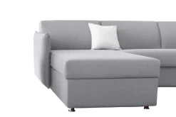 Divano Letto con Penisola Grigio Sfoderabile Contenitore 280x160 cm, Idrorepellente Multiposizione Trasformabile in Letto Made in Italy - Celleno