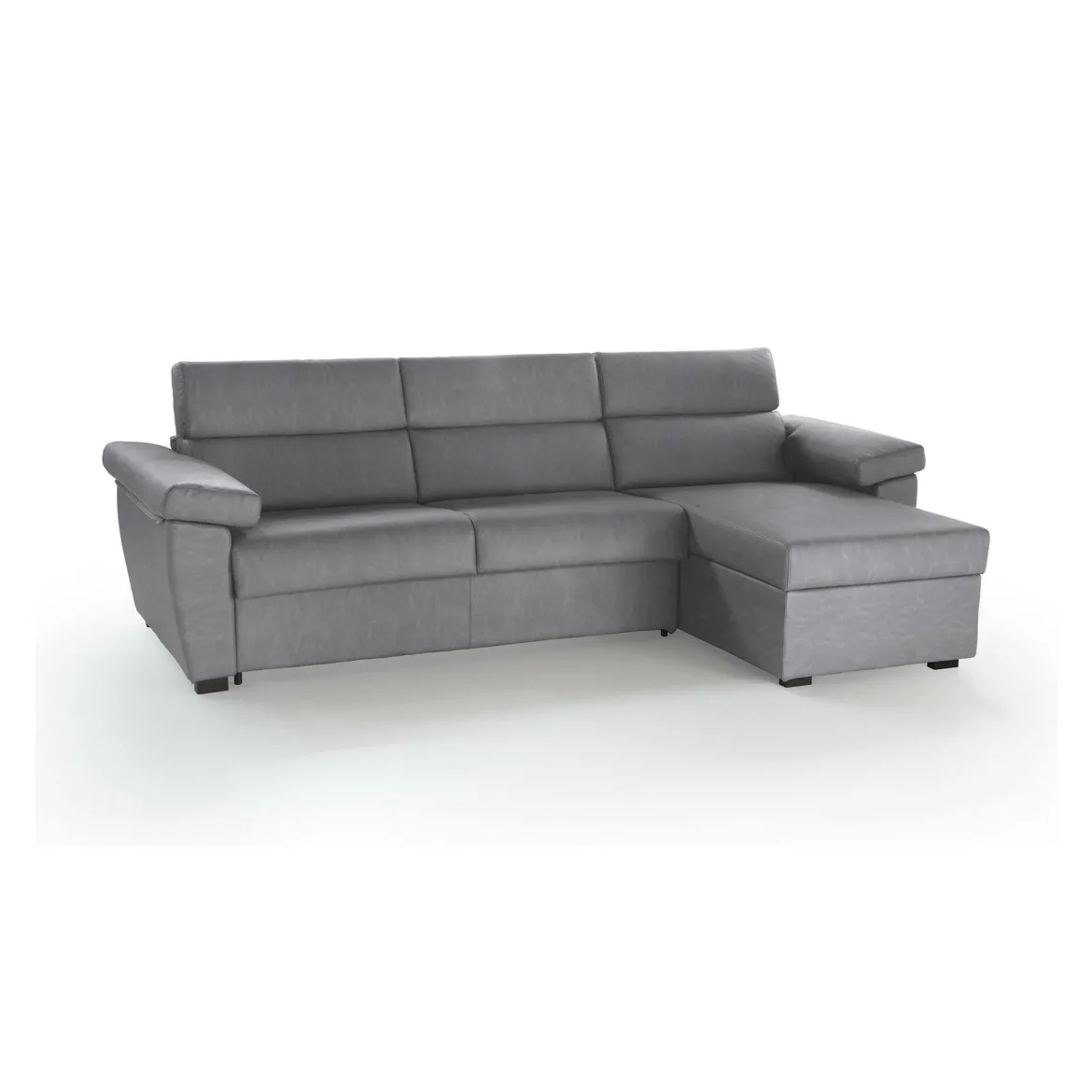 Divano Letto con Penisola Grigio Sfoderabile Contenitore 285x160 cm, Idrorepellente Multiposizione Trasformabile in Letto Made in Italy - Tolle