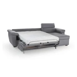 Divano Letto con Penisola Grigio Sfoderabile Contenitore 285x160 cm, Idrorepellente Multiposizione Trasformabile in Letto Made in Italy - Tolle