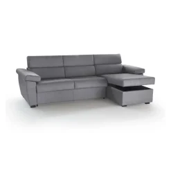 Divano Letto con Penisola Grigio Sfoderabile Contenitore 285x160 cm, Idrorepellente Multiposizione Trasformabile in Letto Made in Italy - Tolle