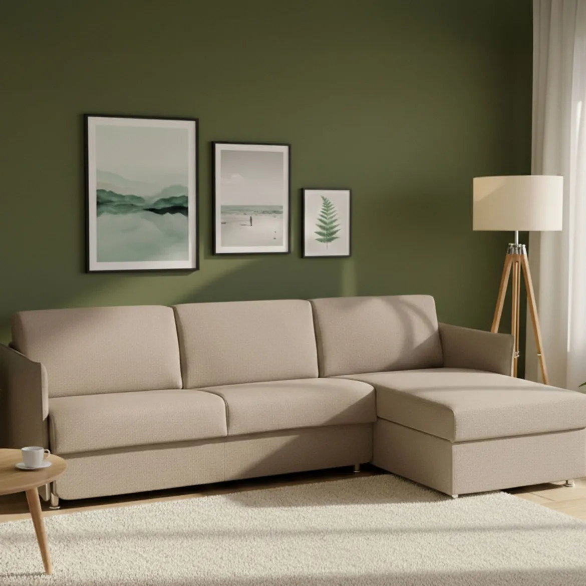 Divano Letto con Penisola Grigio Tortora Sfoderabile Contenitore 280x160 cm, Idrorepellente Multiposizione Made in Italy - Celleno