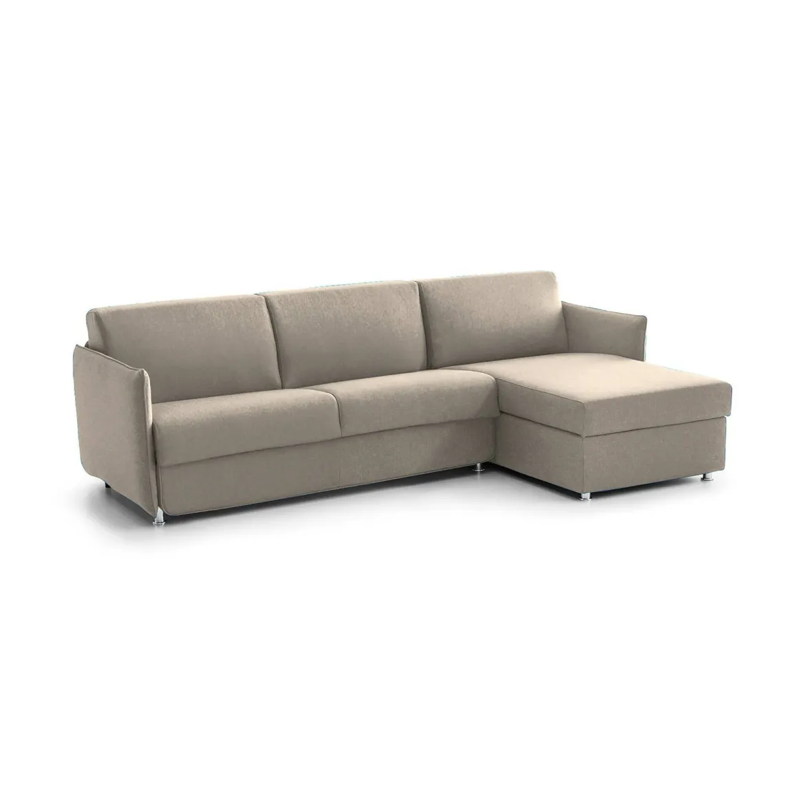 Divano Letto con Penisola Grigio Tortora Sfoderabile Contenitore 280x160 cm, Idrorepellente Multiposizione Made in Italy - Celleno