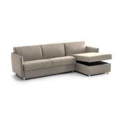Divano Letto con Penisola Grigio Tortora Sfoderabile Contenitore 280x160 cm, Idrorepellente Multiposizione Made in Italy - Celleno