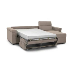 Divano Letto con Penisola Grigio Tortora Sfoderabile Contenitore 285x160 cm, Idrorepellente Sfoderabile Trasformabile Made in Italy - Tolle