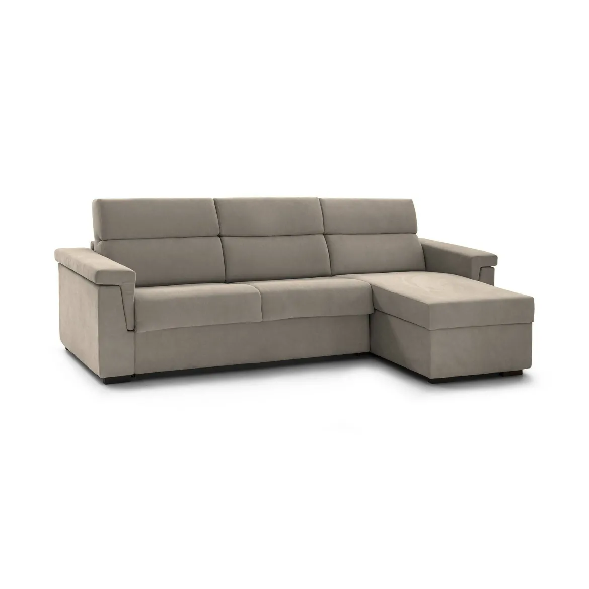 Divano Letto con Penisola Grigio Tortora Sfoderabile Contenitore 285x160 cm, Idrorepellente Trasformabile in Letto Made in Italy - Ganzaria