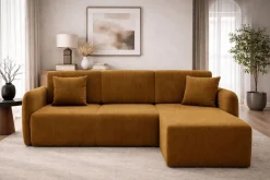 Divano Letto con Penisola Marrone Contenitore Reversibile 245x185 cm, Reclinabile - Ranco
