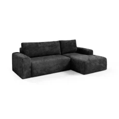Divano Letto con Penisola Nero Contenitore Reversibile 245x185 cm, Reclinabile - Ranco