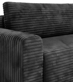 Divano Letto con Penisola Nero Contenitore Reversibile 245x185 cm, Reclinabile - Ranco