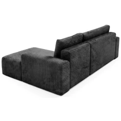 Divano Letto con Penisola Nero Contenitore Reversibile 245x185 cm, Reclinabile - Ranco