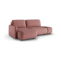 Divano Letto con Penisola Rosa Contenitore Reclinabile 229x148 cm, Cuscini Sfoderabili - Rezzo