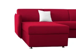 Divano Letto con Penisola Rosso Sfoderabile Contenitore 280x160 cm, Idrorepellente Multiposizione Trasformabile in Letto Made in Italy - Celleno