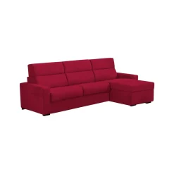 Divano Letto con Penisola Rosso Sfoderabile Contenitore 280x160 cm, Idrorepellente Multiposizione Trasformabile in Letto Made in Italy - Pusiano