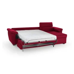 Divano Letto con Penisola Rosso Sfoderabile Contenitore 285x160 cm, Idrorepellente Multiposizione Trasformabile in Letto Made in Italy - Tolle