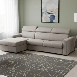 Divano letto con penisola tortora 260x95cm - Aloet