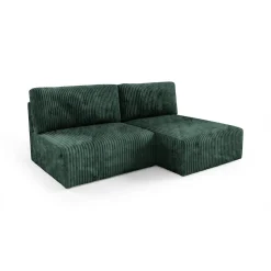 Divano Letto con Penisola Verde Contenitore Cuscini Sfoderabili 210x149 cm, Reclinabile - Pergola
