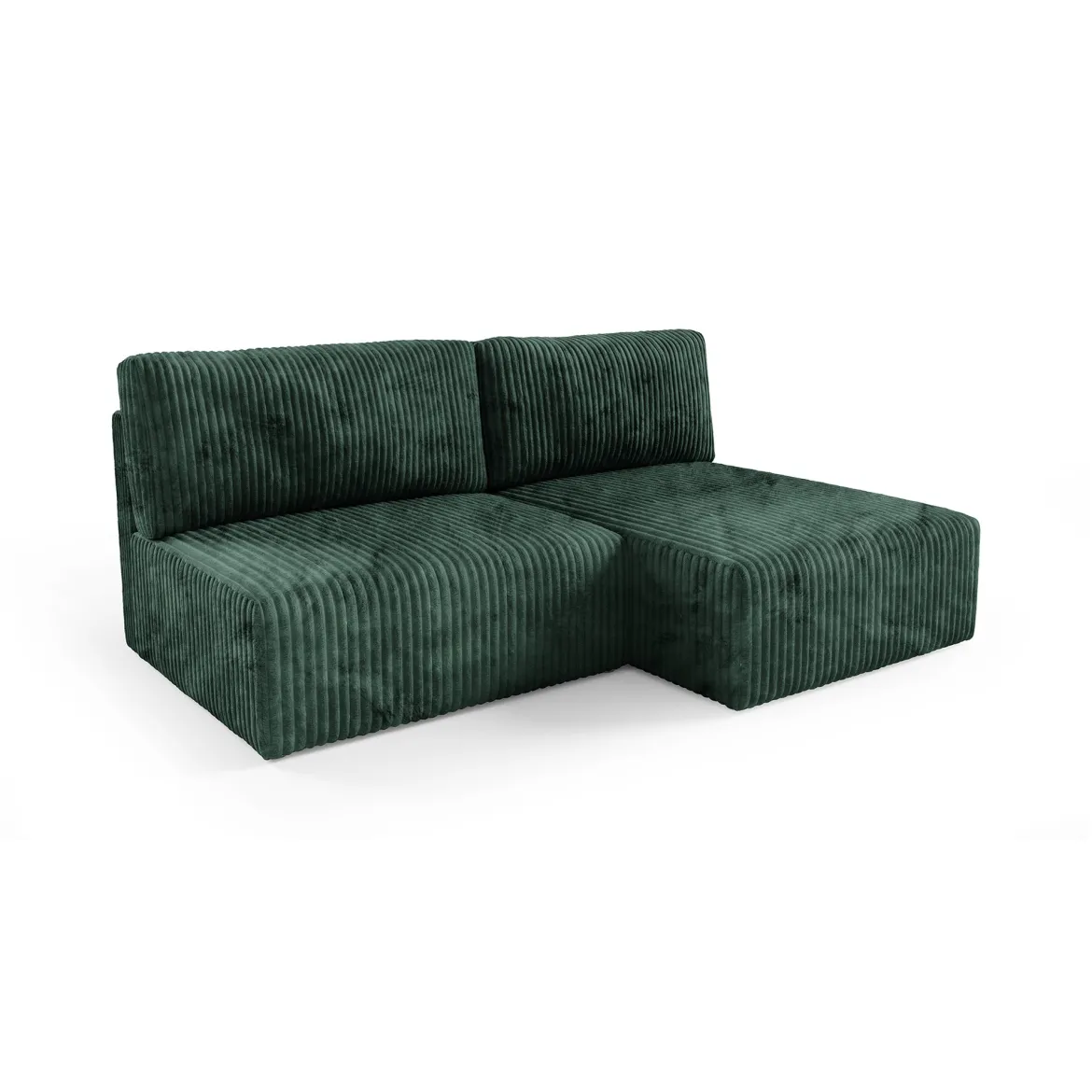 Divano Letto con Penisola Verde Contenitore Cuscini Sfoderabili 210x149 cm, Reclinabile - Pergola